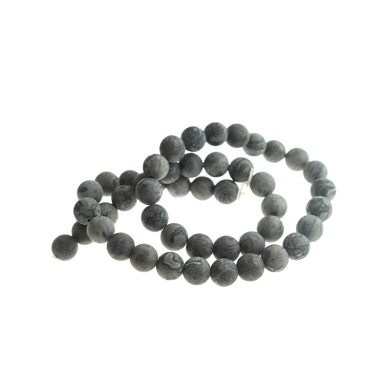 Round Natural Picasso Jasper Beads 4mm - 12mm - Choose Your Size - Stormy Night - 1 Full 15.5" Strand - BD1805