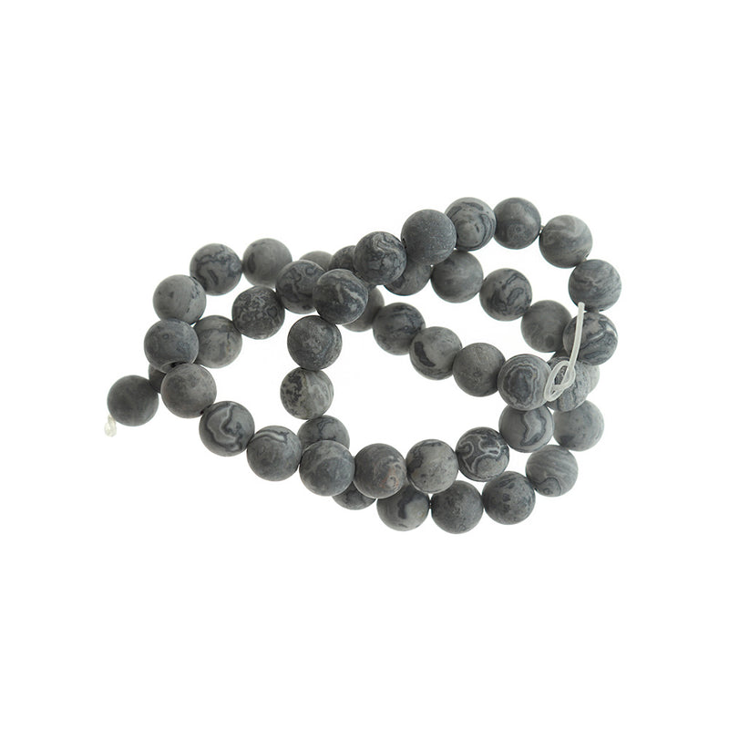 Round Natural Picasso Jasper Beads 4mm - 12mm - Choose Your Size - Stormy Night - 1 Full 15.5" Strand - BD1805