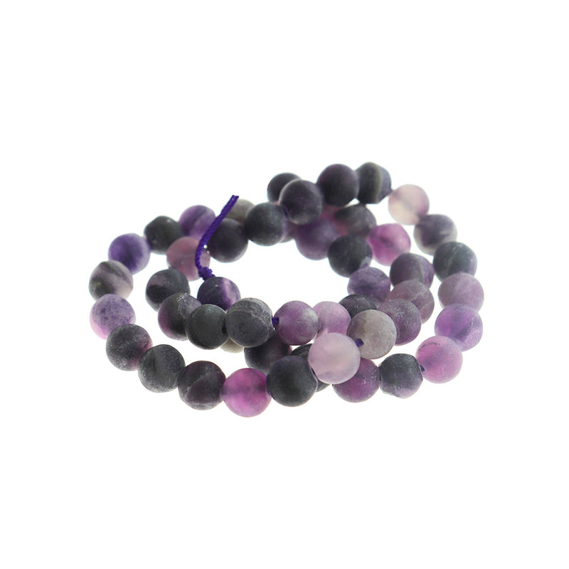 Perles de fluorite naturelles rondes 6mm - 10mm - Choisissez votre taille - Tons violets profonds - 1 brin complet de 15,5" - BD1807