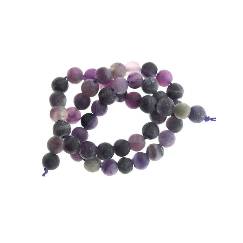 Perles de fluorite naturelles rondes 6mm - 10mm - Choisissez votre taille - Tons violets profonds - 1 brin complet de 15,5" - BD1807