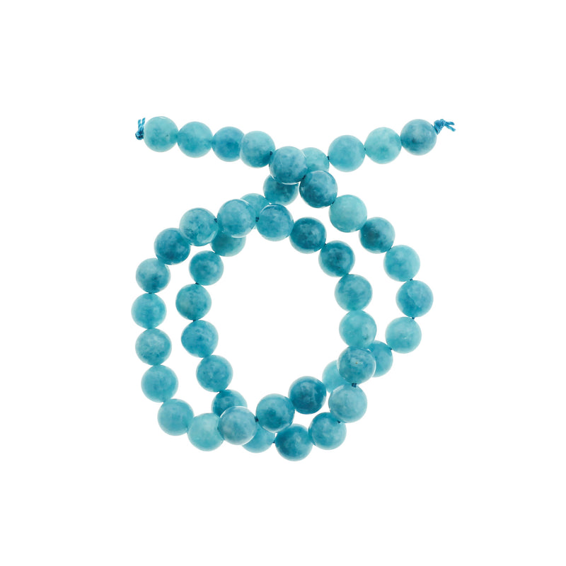 Perles rondes de calcédoine naturelle 4mm -12mm - Choisissez votre taille - Bleu ciel nuageux - 1 brin complet de 15,5" - BD1818