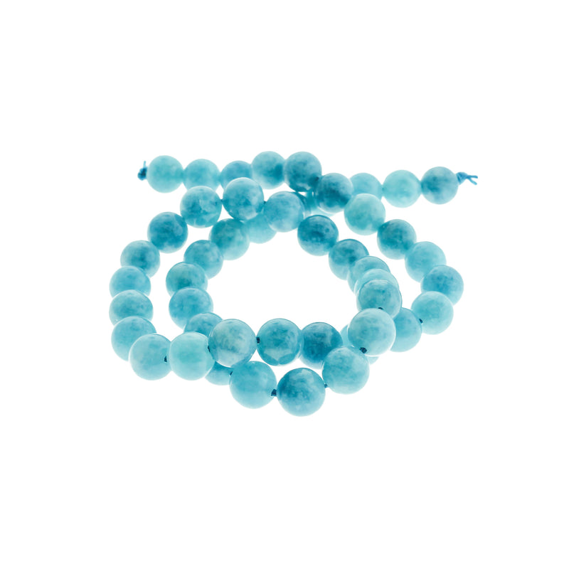 Round Natural Chalcedony Beads 4mm -12mm - Choose Your Size - Cloudy Sky Blue - 1 Full 15.5" Strand - BD1818