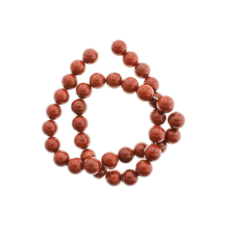 Perles rondes de jaspe rouge naturel 4mm - 12mm - Choisissez votre taille - Rouge brique - 1 brin complet de 15" - BD1820