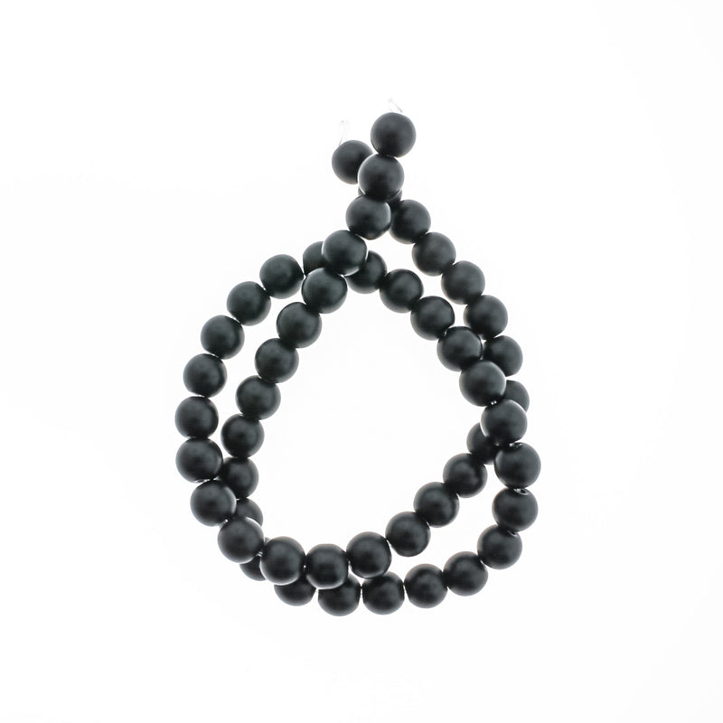 Round Natural Stone Beads 4mm - 12mm - Choose Your Size - Black - 1 Full 15" Strand - BD1823