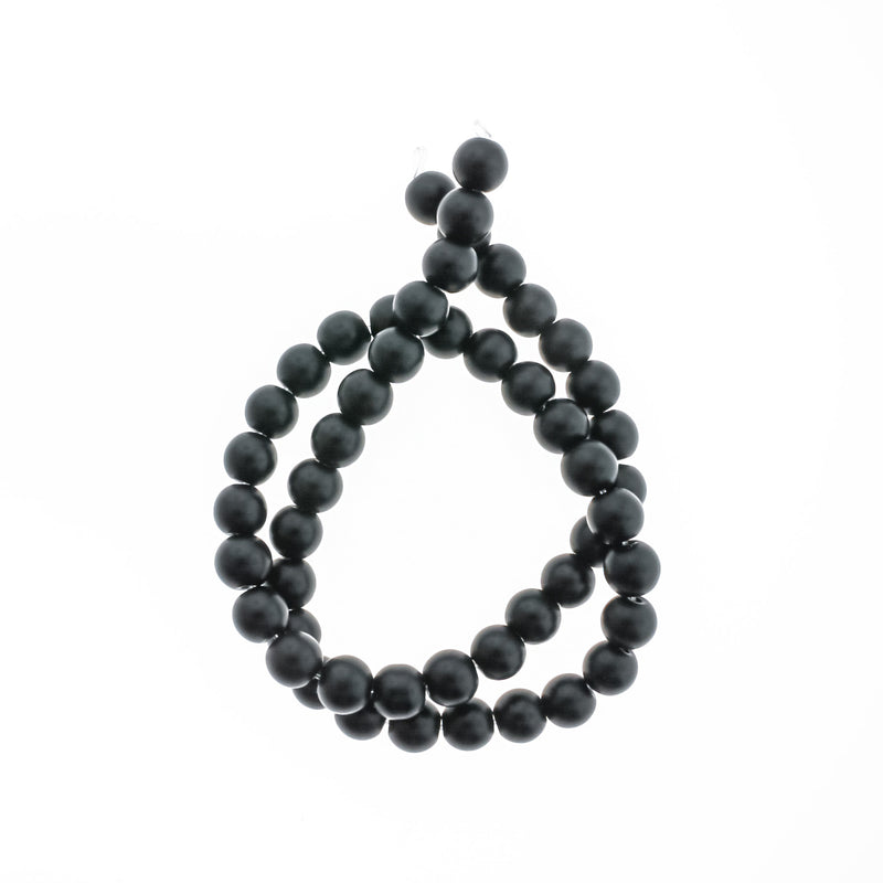 Perles rondes en pierre naturelle 4 mm - 12 mm - Choisissez votre taille - Noir - 1 brin complet de 15 po - BD1823