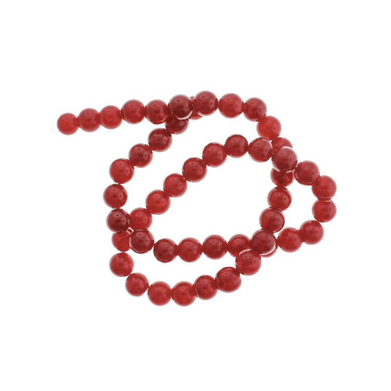 Perles rondes de jade rouge naturel 4mm - 12mm - Choisissez votre taille - Ruby Red - 1 Full 15" Strand - BD1826