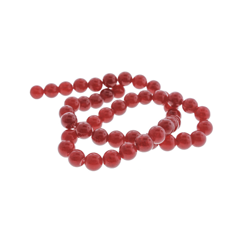 Round Natural Red Jade Beads 4mm - 12mm - Choose Your Size - Ruby Red - 1 Full 15" Strand - BD1826
