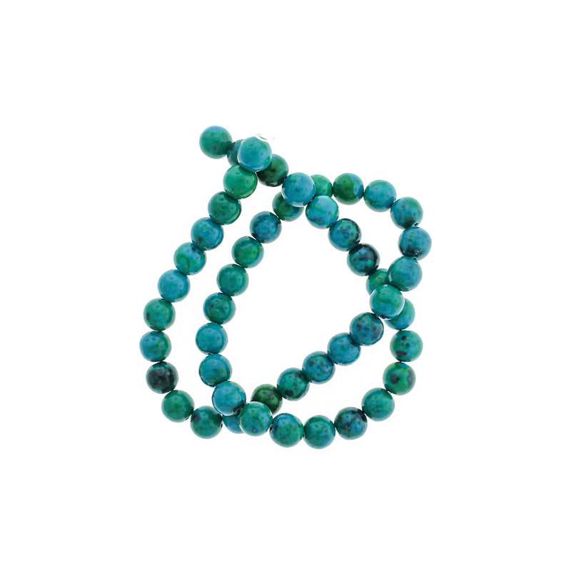 Round Synthetic Chrysocolla Beads 4mm - 12mm - Choose Your Size - Ocean Blue - 1 Full 15" Strand - BD1827