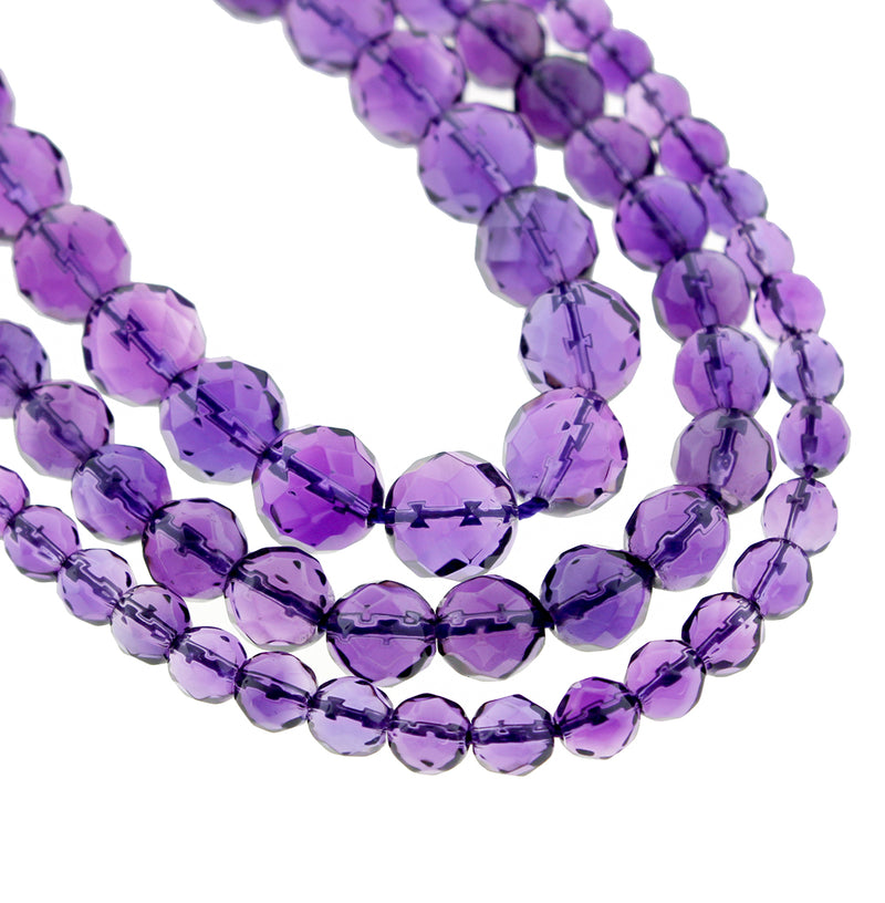 Faceted Natural Amethyst Beads 6mm -10mm - Choose Your Size -  Royal Purple - 10 Beads - BD1869