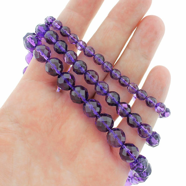 Perles d'améthyste naturelles à facettes 6mm -10mm - Choisissez votre taille - Violet royal - 10 perles - BD1869