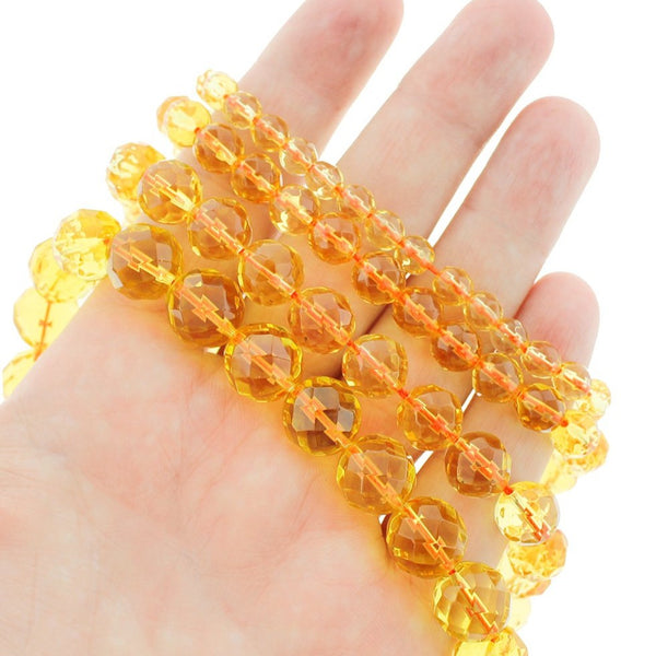Faceted Natural Citrine Beads 6mm - 12mm - Choose Your Size - Soft Yellow - 10 Beads - BD1870