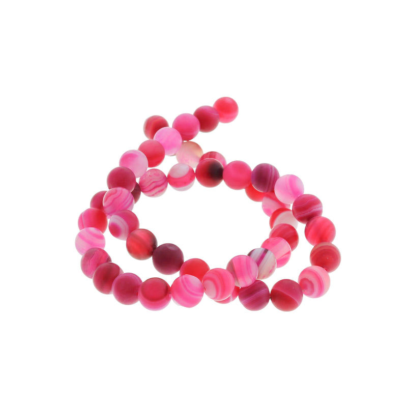 Perles rondes en agate de dentelle naturelle 6mm - 10mm - Choisissez votre taille - Fuchsia - 1 brin complet de 15" - BD2271
