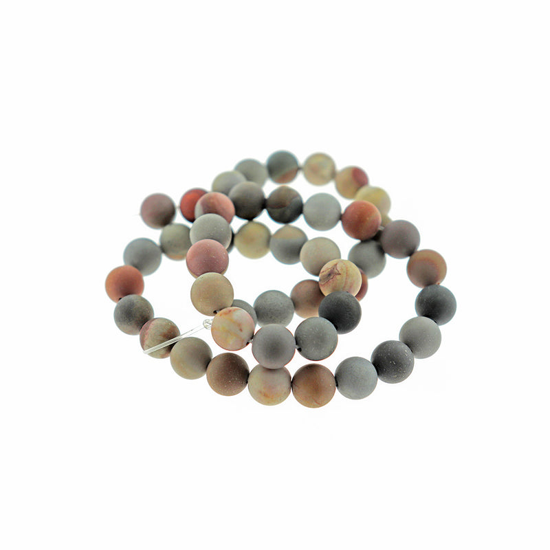 Perles rondes de jaspe océan naturel 6mm - 10mm - Choisissez votre taille - Tons de terre - 1 brin complet de 15" - BD2307