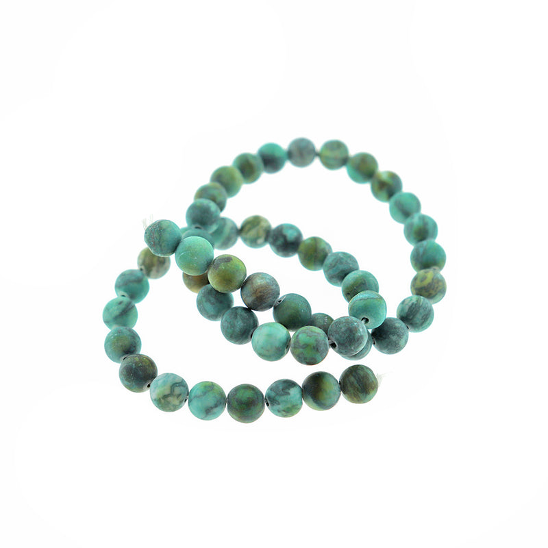 Perles de jaspe naturelles rondes 6mm - 10mm - Choisissez votre taille - Vert forêt - 1 brin complet de 14,5" - BD2308