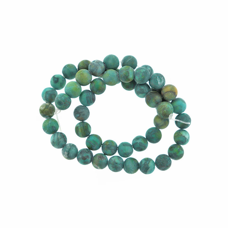 Perles de jaspe naturelles rondes 6mm - 10mm - Choisissez votre taille - Vert forêt - 1 brin complet de 14,5" - BD2308