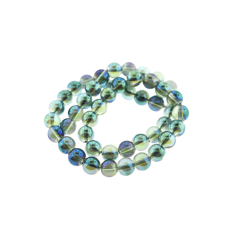 Perles rondes de pierres précieuses de quartz 6mm - 12mm - Choisissez votre taille - Transparent galvanisé - 1 brin complet de 15" - BD2323