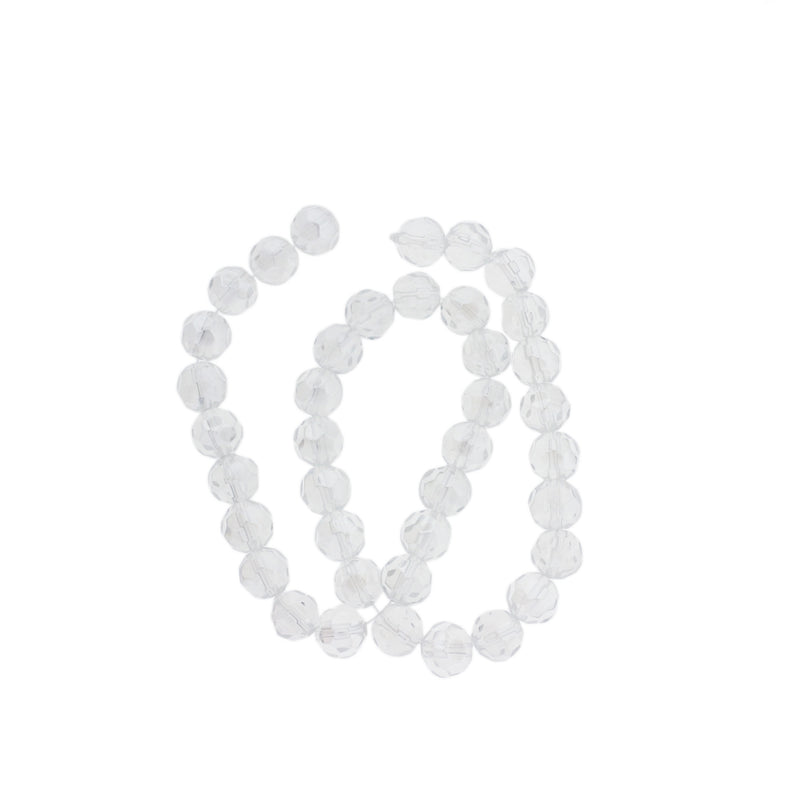 Perles de verre à facettes 6mm - 8mm - Choisissez votre taille - Transparent galvanisé - 1 brin complet de 13" - BD2407