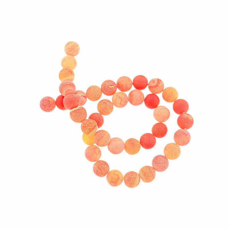 Perles d'agate naturelle rondes 6mm -10mm - Choisissez votre taille - Crépuscule météo orange coucher de soleil - 1 brin complet de 15,5" - BD2415