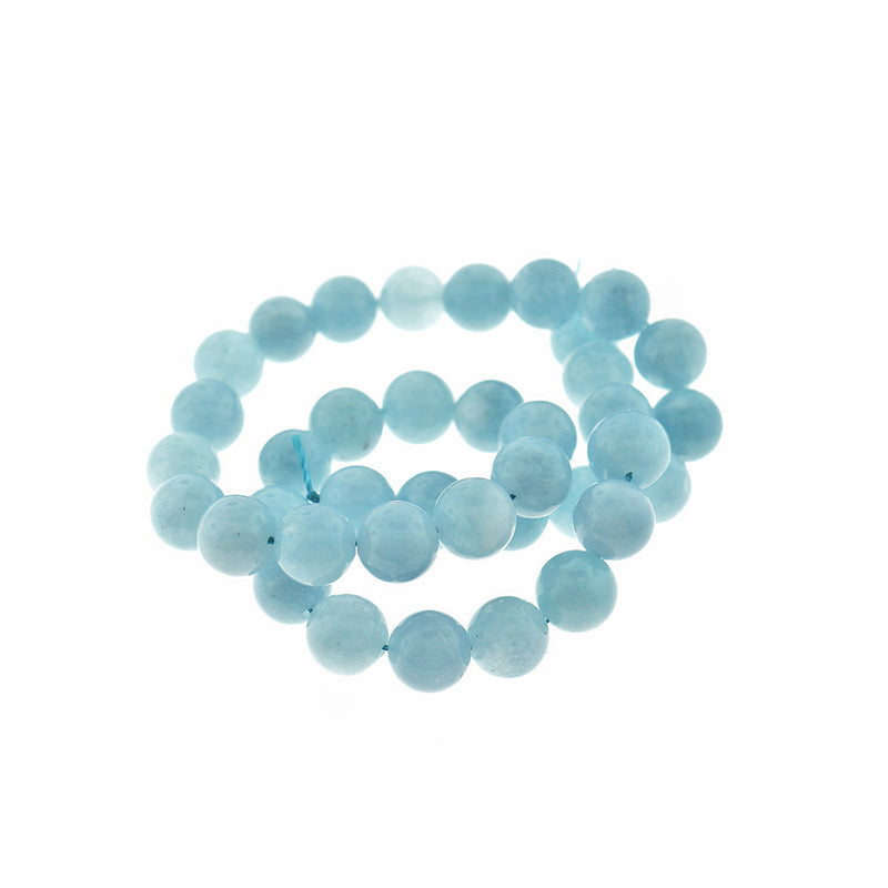 Perles rondes de calcédoine naturelle 6mm -10mm - Choisissez votre taille - Aigue-marine polie - 1 brin complet de 15,7" - BD2461