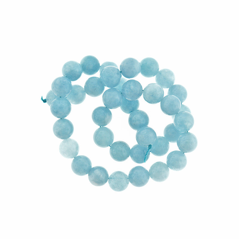 Perles rondes de calcédoine naturelle 6mm -10mm - Choisissez votre taille - Aigue-marine polie - 1 brin complet de 15,7" - BD2461