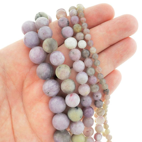 Round Natural Jade Beads 4mm - 12mm - Choose Your Size - Lilac Purple Tones - 1 Full 15.5" Strand - BD2471