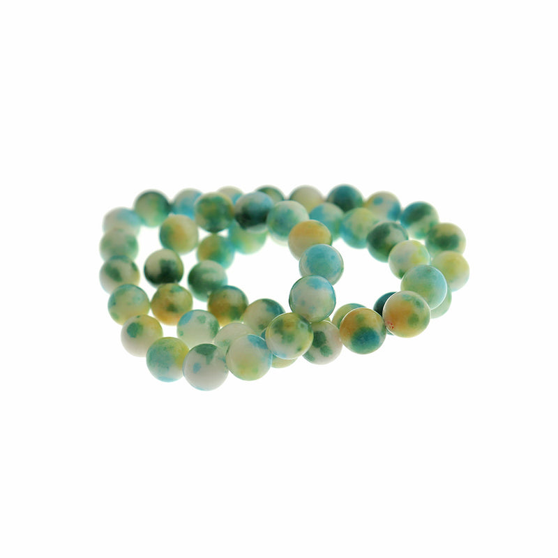 Perles de jade naturelles rondes 6mm - 10mm - Choisissez votre taille - Bleu teint et vert - 1 brin complet de 15,7" - BD2539