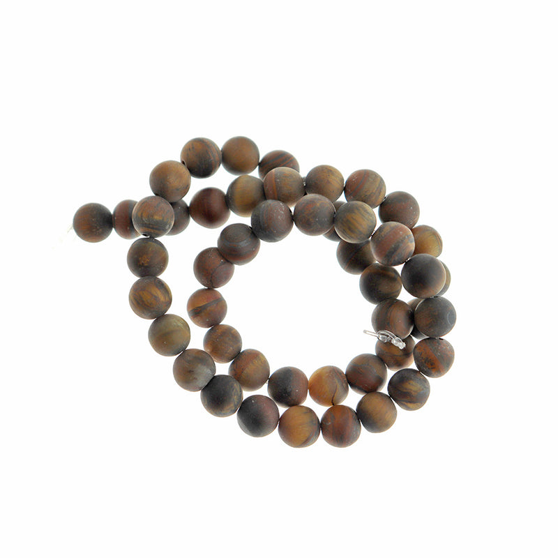 Perles rondes en oeil de tigre naturel 6mm ou 8mm - Choisissez votre taille - Brun rougeâtre doré - 1 brin complet de 15,1" - BD2557