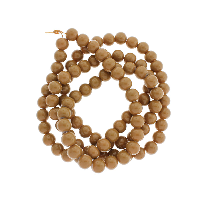 Round Glass Beads 6mm - 8mm - Choose Your Size - Golden Brown - 1 Full 31" Strand - BD2680