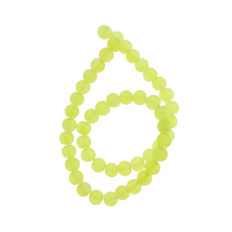 Perles rondes imitation jade 6mm - 8mm - Choisissez votre taille - Jaune citron - 1 brin complet de 14" - BD2695