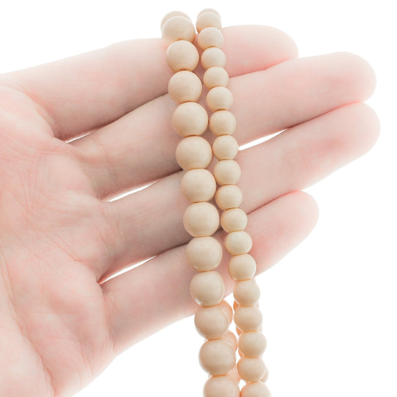 Round Glass Beads 6mm - 8mm - Choose Your Size - Peach - 1 Full 31" Strand - BD2736