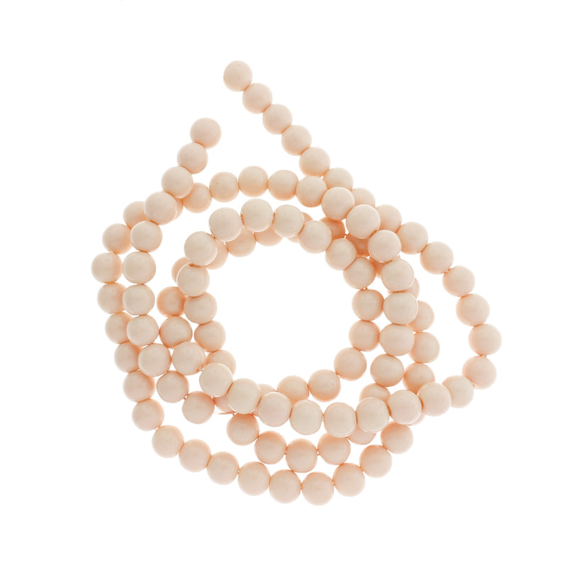 Round Glass Beads 6mm - 8mm - Choose Your Size - Peach - 1 Full 31" Strand - BD2736
