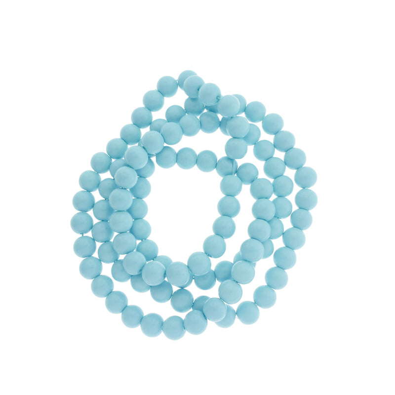 Perles de verre rondes 6mm - 8mm - Choisissez votre taille - Bleu ciel - 1 brin complet de 31" - BD2737