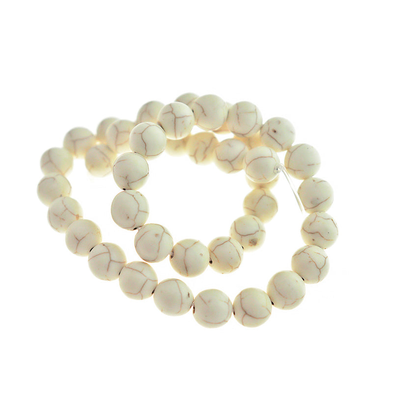 Round Synthetic Howlite Beads 6mm - 10mm - Choose Your Size - Creamy White - 1 Full Strand - BD2783