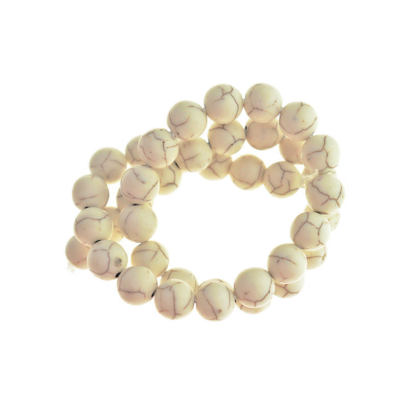 Round Synthetic Howlite Beads 6mm - 10mm - Choose Your Size - Creamy White - 1 Full Strand - BD2783