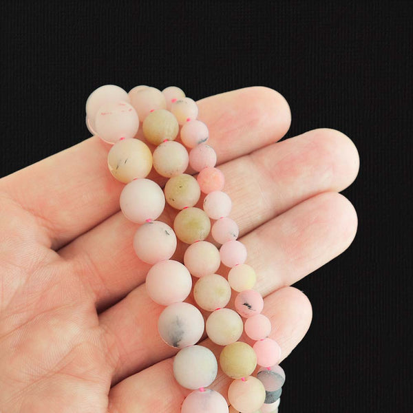 Perles rondes en opale synthétique 6 mm - 10 mm - Choisissez votre taille - Rose - 1 brin complet - BD2821
