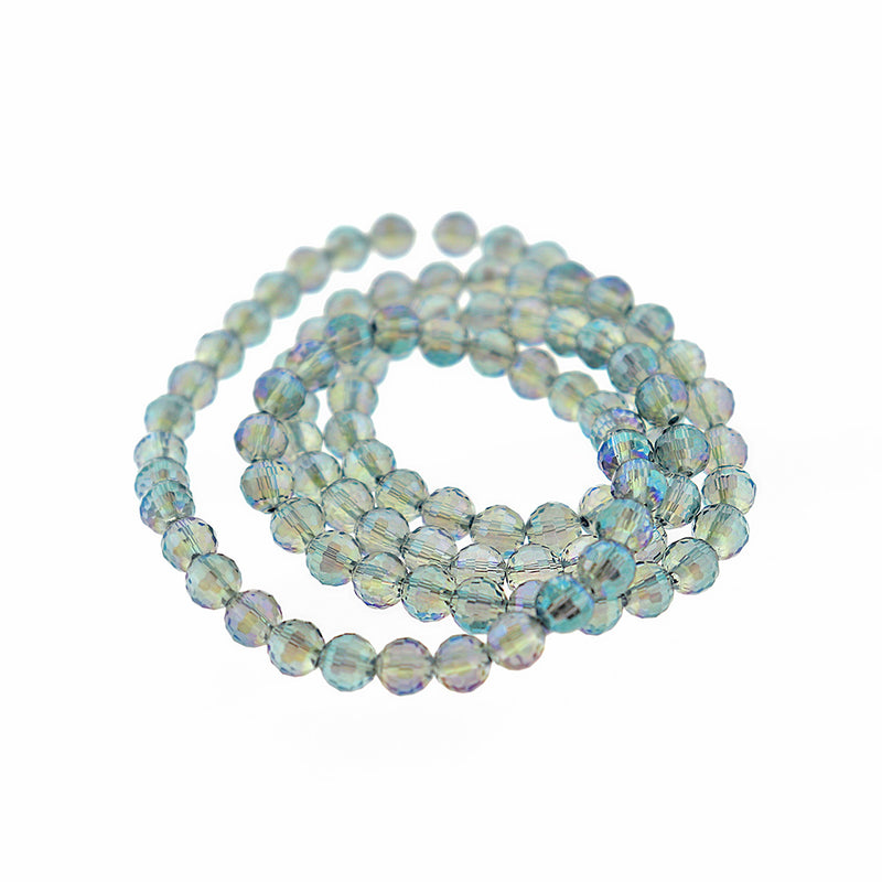 Faceted Round Glass Beads 6mm - 10mm - Choose Your Size - Electroplated Clear - 1 Full 15" Strand - BD526