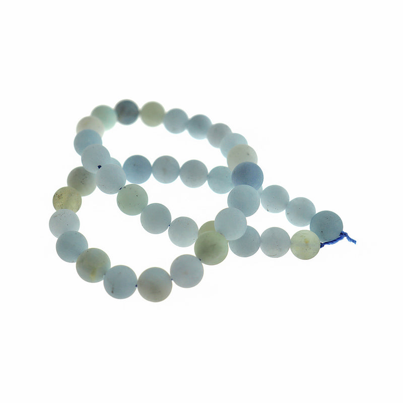 Round Aquamarine Beads 6mm -12mm - Choose Your Size - Pale Blue and Earth Tone - 10 Beads - BD659
