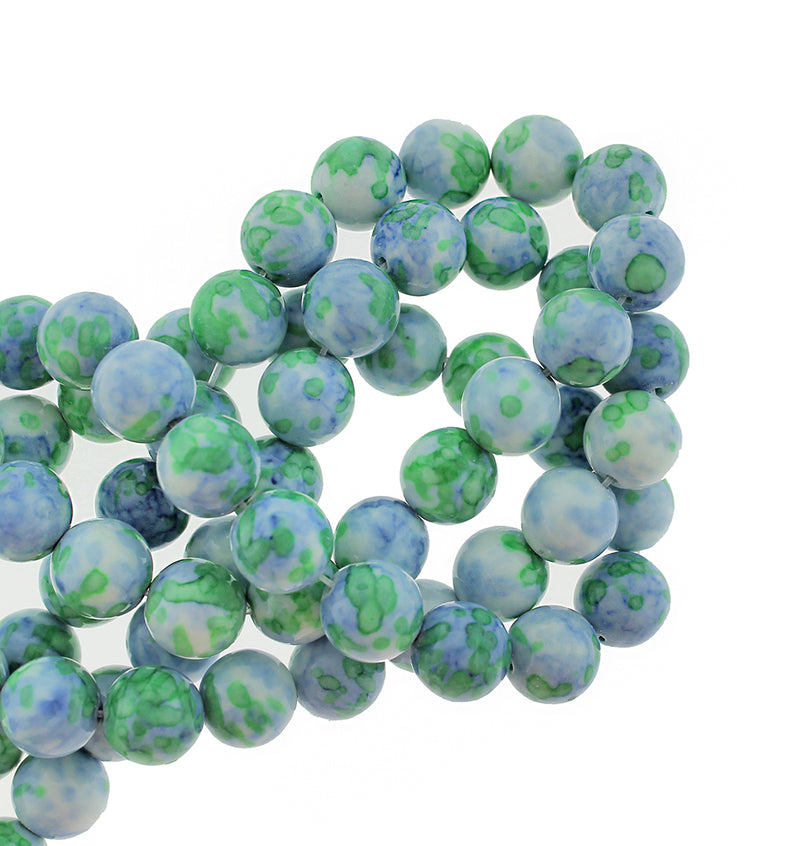 Round Synthetic Jade Beads 10mm - Ocean Blue - 10 Beads - BD932