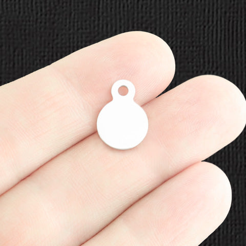 Custom Stainless Steel 10mm Round Charm with Loop - Personalized