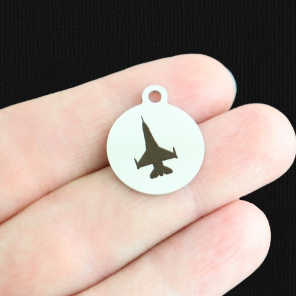 Jet Plane Stainless Steel Charms - BFS001-6836