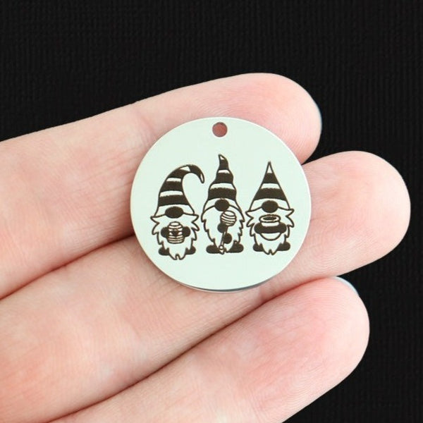 Gnomes Stainless Steel 25mm Round Charms - BFS009-6837