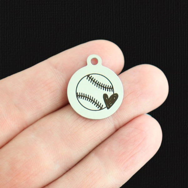 Baseball Stainless Steel Charms - BFS001-6840