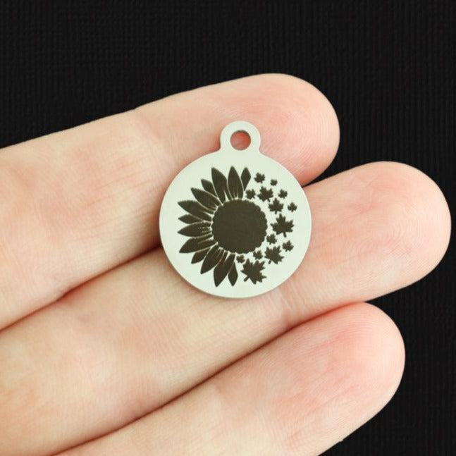 Sunflower Maple Leaf Stainless Steel Charms - BFS001-7894