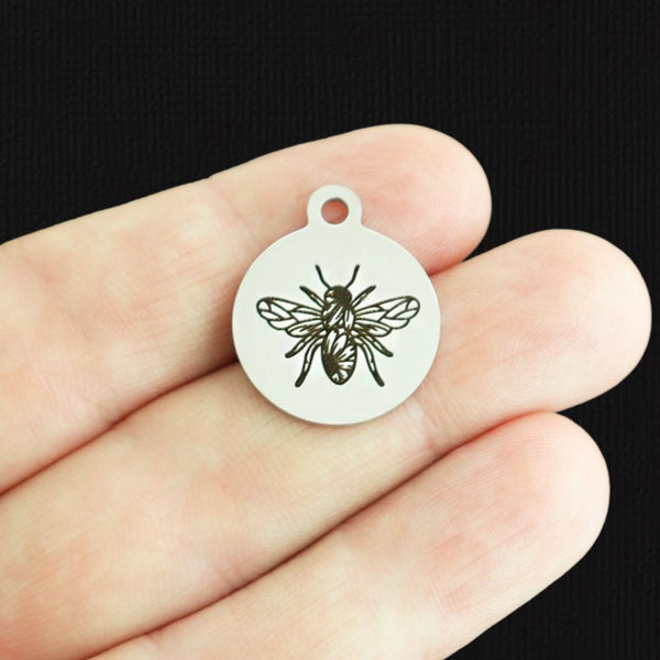 Sunflower Bee Stainless Steel Charms - BFS001-7904