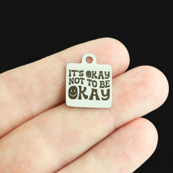 It's okay Stainless Steel Charms - not to be okay - BFS013-7939