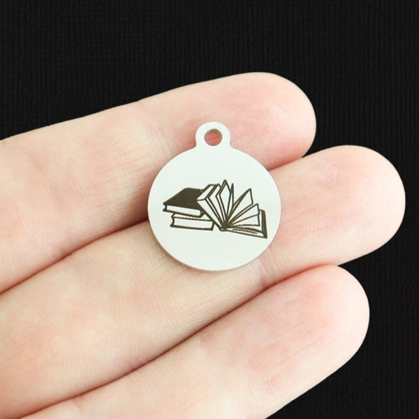 Books Stainless Steel Charms - BFS001-7946