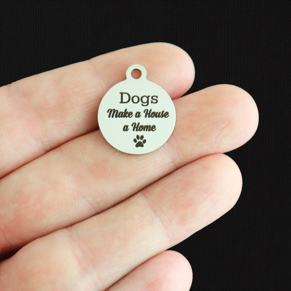 Les chiens font une maison une maison Charms en acier inoxydable - BFS001-7972