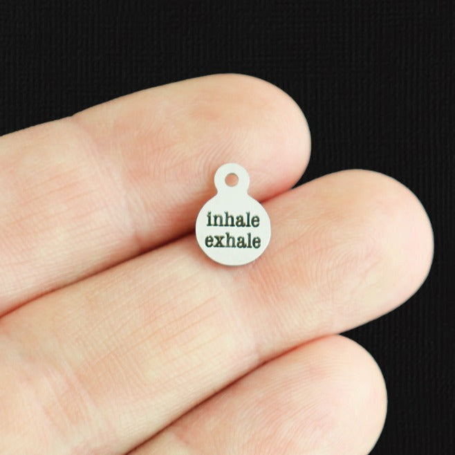 Inhale Exhale Stainless Steel 8mm Loop Charms - BFS004-8002