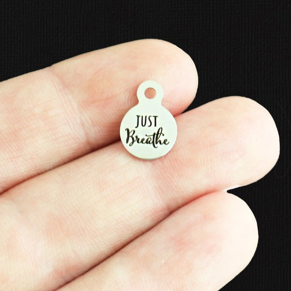 Just Breathe Stainless Steel 10mm Round Charms - BFS005-8034
