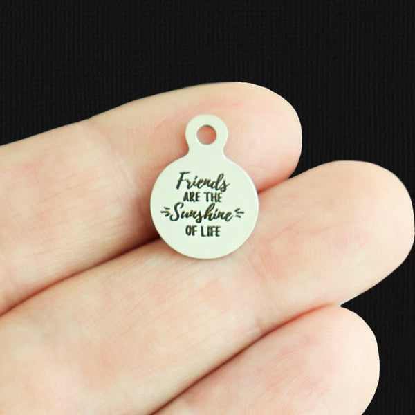 Friends are the Sunshine of Life Stainless Steel 13mm Loop Charms - BFS008-8048